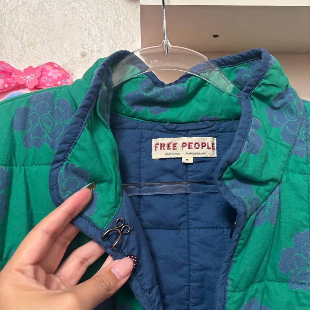 FREE PEOPLE Chloe Jacket in Grass Combo Sz Medium - Picture 3 of 7